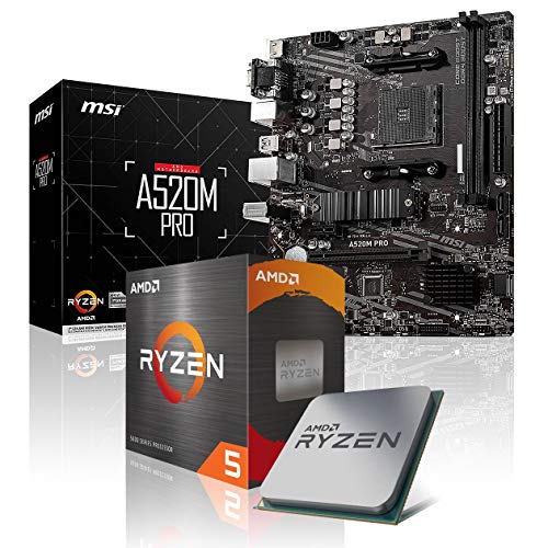 Memory PC Aufrüst-Kit Bundle AMD Ryzen 5 5500 6X 3.6 GHz Prozessor, A520M-A Pro Mainboard (Komplett fertig zusammengebaut inkl. Bios Update und Funktionskontrolle) von Memory PC