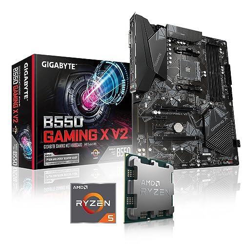 Memory PC Aufrüst-Kit Bundle AMD Ryzen 5 5600 6X 3.5 GHz Prozessor, Gigabyte B550 Gaming X V2 Mainboard (Komplett fertig zusammengebaut inkl. Bios Update und Funktionskontrolle) von Memory PC