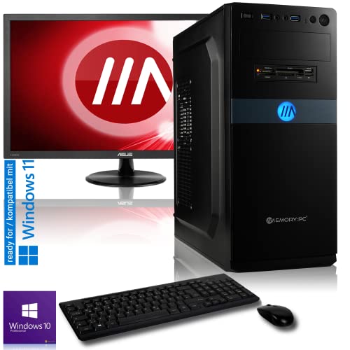 Memory Komplett PC Office i5-9400 6X 2.9 GHz, Intel UHD 620 Grafik, 16 GB DDR4, 240 GB SSD + 2000 HDD, 24 Zoll TFT, Tastatur und Maus Set von Memory PC