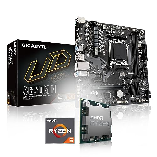 Memory PC Aufrüst-Kit Bundle AMD Ryzen 5 7500F 6X 3.7 GHz Prozessor, GIGABYTE A620M H Mainboard (Komplett fertig zusammengebaut inkl. Bios Update und Funktionskontrolle) von Memory PC