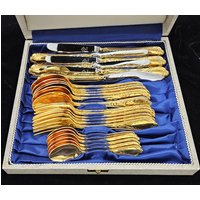 Vintage Besteck Goldenes Set Antikes Messer Buttermesser 23/24K Goldbesteck Solingen Reisebesteck Schubladen-Organizer von MemoryMarketFinds