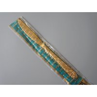 Seltene Versiegelte Vintage Goldene Ware Rose Gänseblümchen Blumen Gepresst 23K Vergoldet Messer von MemoryOriginals
