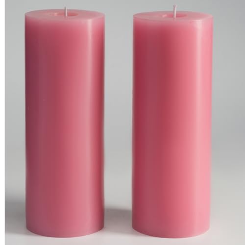 Memoward Stumpenkerzen Rosa,Kerzen Groß 2er Set,Lange Brenndauer ca.100+ Std,Saubere Verbrennung,Unparfümiert,für Haushalt,Feiern und Gastronomie Deko (7.5 x 20 cm-2er, Rosa) von Memoward