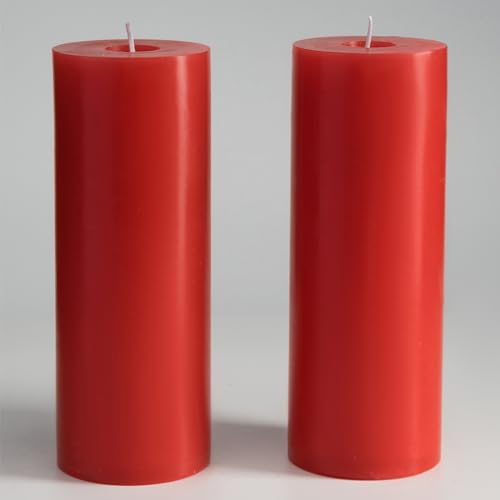 Memoward Stumpenkerzen Rot,Kerzen Groß 2er Set,Lange Brenndauer ca.100+ Std,Saubere Verbrennung,Unparfümiert,für Haushalt,Feiern und Gastronomie Deko (7.5 x 20 cm-2er, Rot) von Memoward