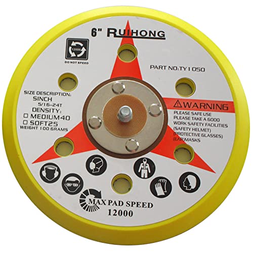 Exzenterschleifer, 150 mm, 5/16 Gewinde, 6 Löcher, mittlere Dichte, Haken- und Schlaufenunterlage für Dual-Action-Schleifer von MenQind