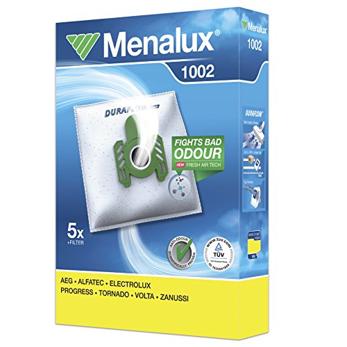 Menalux 1002 5 Staubbeutel (Synthetik Staubbeutel, hohe Saugleistung & Filtration, Hygieneverschluss, Anti-Geruch, neutralisiert Gerüche, reißfest, +50% Lebensdauer, weiß) von Menalux