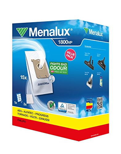 Menalux 1800VP - Vorteilspack - 15 Staubbeutel + Allergy Plus Filter + 3 Motorfilter von Menalux