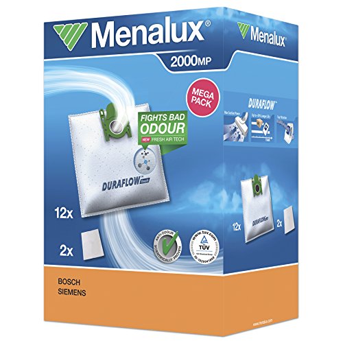 Menalux 2000 MP 12 Staubbeutel (Synthetik Staubbeutel, hohe Saugleistung & Filtration, Hygieneverschluss, Anti-Geruch, neutralisiert Gerüche, reißfest, +50% Lebensdauer, weiß) von Menalux