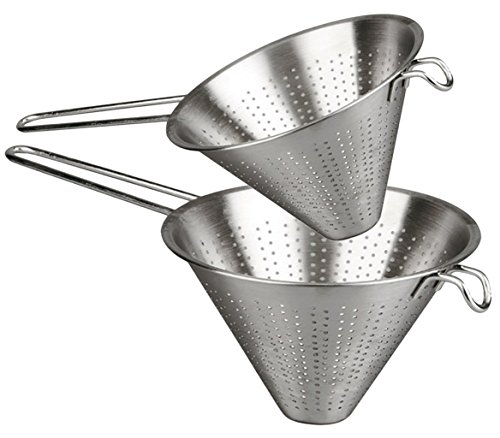 Menax - Edelstahl Küchensieb - Küchensieb - Abtropfsieb - Edelstahlsieb - Sieb - Edelstahlsieb mit Stabilem Griff - Küchensiebe für Quinoa, Nudeln, Obst, Gemüse, Reis - Set von 2-14 und 18 cm von Menax