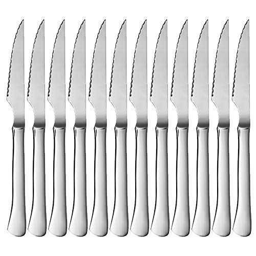 Menax - Edelstahl Steakmesser - Tafelmesser - Brotzeitmesser - Sägemesser - Menümesser - Set 12 Stück - Edelstahl von Menax