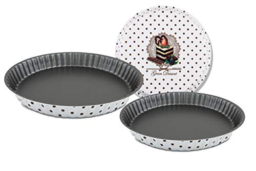 Menax Gran Dessert .- Form (24-30 cm) Lockiges rundes Backgebäck für Quiche-Kuchen. -Aluminium 5 Schichten ökologische Antihaftbeschichtung - Set 2 pzs. 24-30cm von Menax