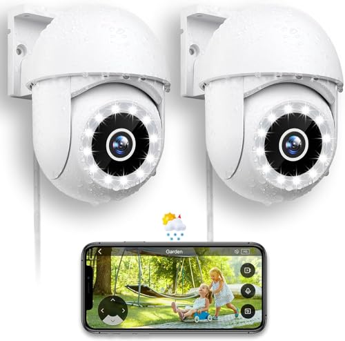 Menborn Überwachungskamera Außen 2.5K/4MP, Aktualisierte Kamera Überwachung 360° mit Starlight Farb-Nachtsicht, 2.4GHz IP Kamera Outdoor mit Flutlicht, Bewegungserfassung, Funktioniert mit Alexa, 2PCS von Menborn