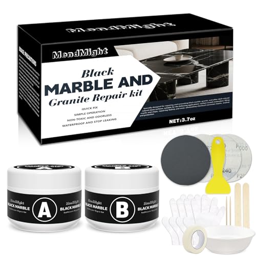 Reparaturset Schwarze Fliesen & Arbeitsplatten - Reparatur von Löchern, Rissen, Absplitterungen an Granit, Marmor, Quarzstein - Für Küchenarbeitsplatten, Theken und Oberflächen Theken und Oberflächen von MendMight
