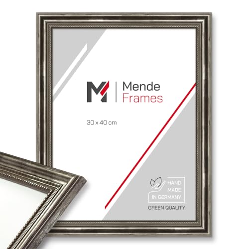 Mende Frames Bilderrahmen Antik 10x15cm I Farbe: Silber I Holzbilderrahmen I Fotorahmen I Silberner Barock Bilderrahmen I Made in Germany I V450 von Mende Frames