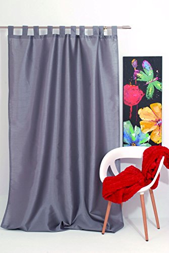 Mendola Home Textiles Omega Tab Top Curtain, Grey, 140x245 cm von Mendola Home Textiles