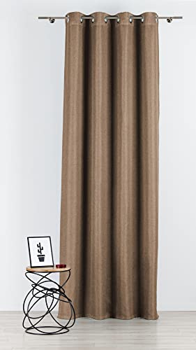 Mendola Interior Cheer Curtain with Eyelets, Natural Linen Look, Cappuccino, 140x260 cm von Mendola Interior