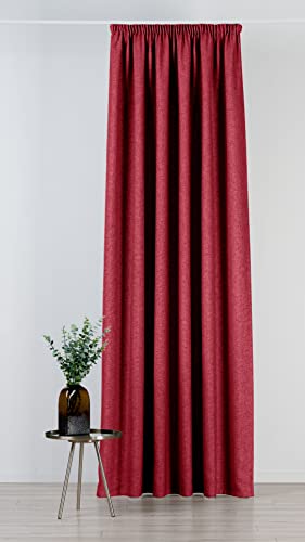 Mendola Interior Madras Curtain, Natural Linen Look, Tape, Burgundy, 140x260 cm von Mendola Interior