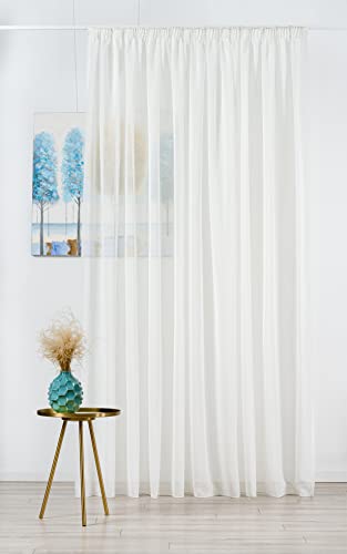 Mendola Interior Sable Sheer Curtain, Voile, Tape, Beige, 400x245 cm von Mendola Interior