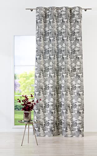 Mendola Interior Tagus Curtain with Eyelets, Jacquard, Black, 140x260 cm von Mendola Interior