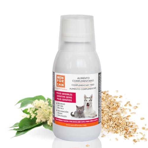 Menforsan Flüssige Ergänzungsnahrung für Hunde und Katzen mit empfindlicher Haut, Trockenheit, Schuppenbildung 120ml von Menforsan