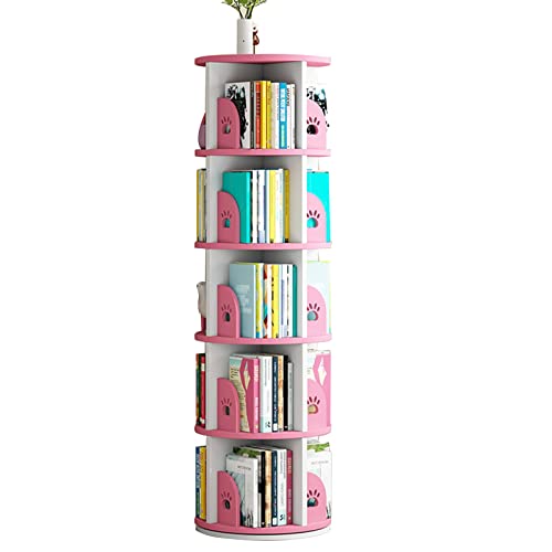 Mehrschichtiges Bücherregal Drehbares Bücherregal Bilderbuchregal for Kinder Bürolagerregal Zeitschriftenregal (Color : Rosa, S : 39x39x159cm) von Meng Wei shop