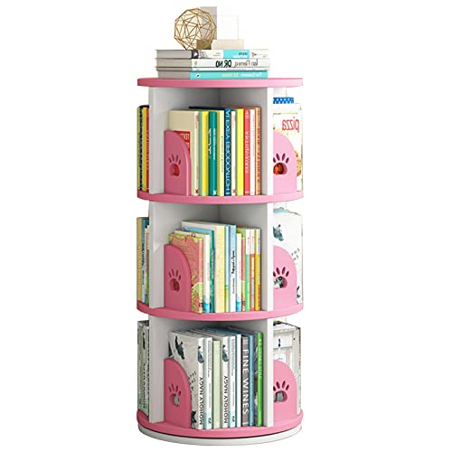 Mehrschichtiges Bücherregal Drehbares Bücherregal Bilderbuchregal for Kinder Bürolagerregal Zeitschriftenregal (Color : Rosa, S : 39x39x97cm) von Meng Wei shop