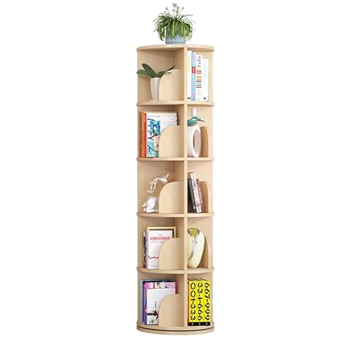 Mehrschichtiges Bücherregal Drehbares Holzbücherregal Kinderbücherregal Bürolagerregal Zeitschriftenständer 360° Drehbar (S : 46x46x163cm) von Meng Wei shop