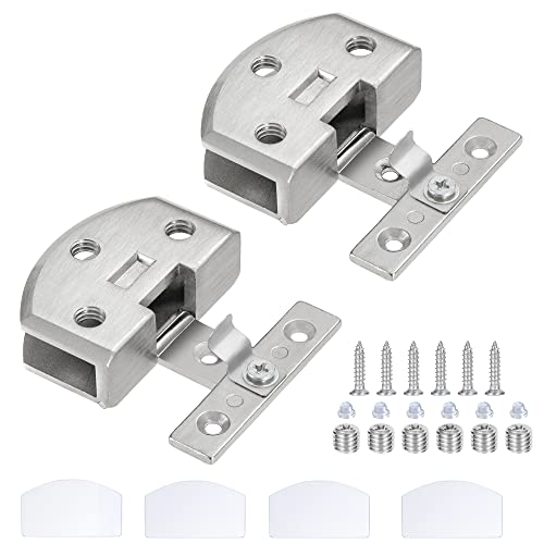 90 Grad Schrank Glastürscharnier Zinklegierung Glasscharnier Vitrine Weinschrank Türscharnier Duschtür-Glasklemme mit Schrauben für 8-9mm Dickes Glas, 2 Stück (Silber) von MengH-SHOP