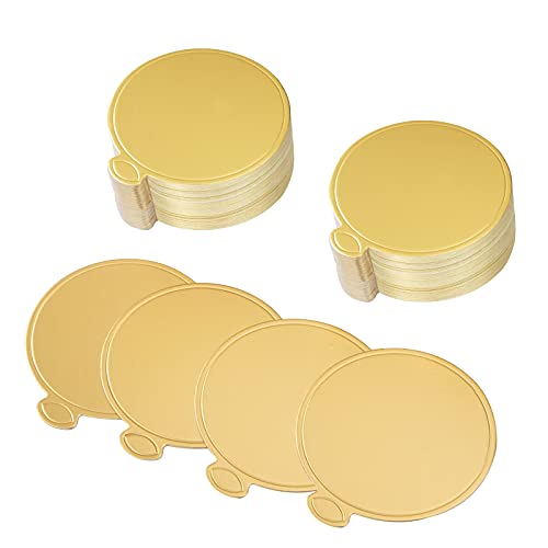 MengH-SHOP Kuchenbretter Karton Runden Mousse Kuchen Board Golden Kuchenböden Cake Board Dessert Displays Tablett für Hochzeit Geburtstag Kuchen Gebäck Dekoration 100 Stück von MengH-SHOP