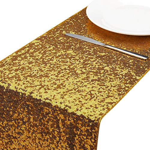 MengH-SHOP Tischläufer Pailletten Gold Tischdecken Tischfahne Dekoration für Party Hochzeit Geburtstag Baby Duschen 30 * 280cm von MengH-SHOP