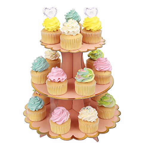 MengH-SHOP Tortenständer 3 Etagen Cupcake Ständer Muffin Ständer aus Karton für Hochzeit Party Geburtstag Baby Duschen Kuchen Dessert Torten Etagere von MengH-SHOP