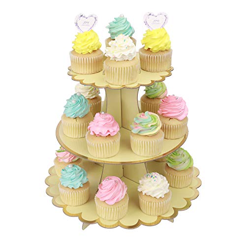 MengH-SHOP Tortenständer 3 Etagen Cupcake Ständer Muffin Ständer aus Karton für Hochzeit Party Geburtstag Baby Duschen Kuchen Dessert Torten Etagere von MengH-SHOP