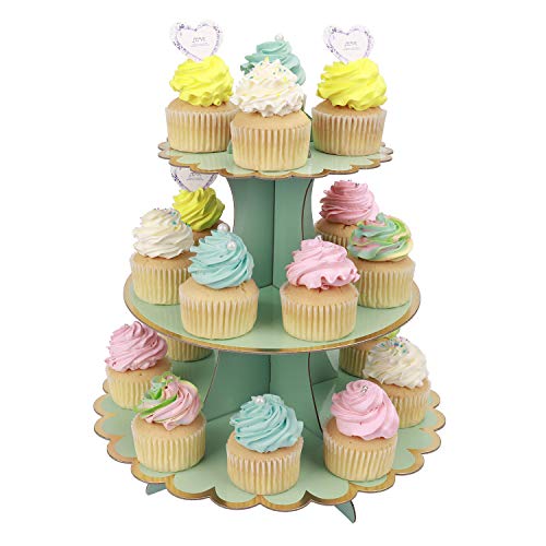 MengH-SHOP Tortenständer 3 Etagen Cupcake Ständer Muffin Ständer aus Karton für Hochzeit Party Geburtstag Baby Duschen Kuchen Dessert Torten Etagere von MengH-SHOP