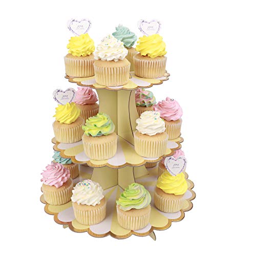 MengH-SHOP Tortenständer 3 Etagen Cupcake Ständer Muffin Ständer aus Karton für Hochzeit Party Geburtstag Baby Duschen Kuchen Dessert Torten Etagere von MengH-SHOP