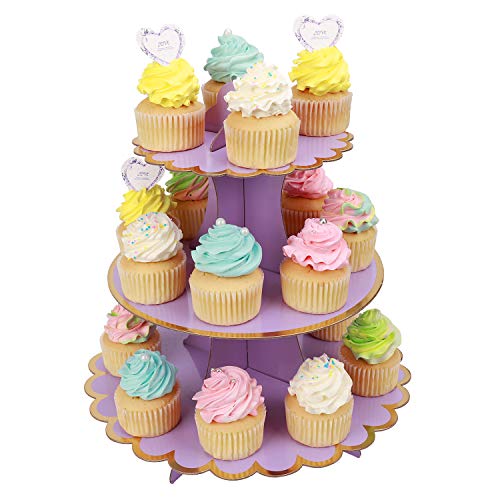 Tortenständer 3 Etagen Cupcake Ständer Muffin Ständer aus Karton für Hochzeit Party Geburtstag Baby Duschen Kuchen Dessert Torten Etagere von MengH-SHOP
