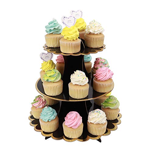 MengH-SHOP Tortenständer 3 Etagen Cupcake Ständer Muffin Ständer aus Karton für Hochzeit Party Geburtstag Baby Duschen Kuchen Dessert Torten Etagere von MengH-SHOP