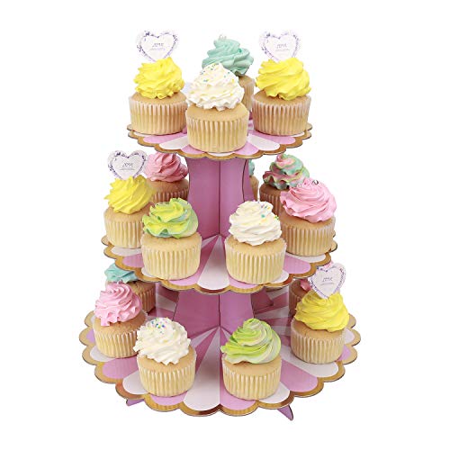 MengH-SHOP Tortenständer 3 Etagen Cupcake Ständer Muffin Ständer aus Karton für Hochzeit Party Geburtstag Baby Duschen Kuchen Dessert Torten Etagere von MengH-SHOP