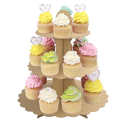 MengH-SHOP Tortenständer 3 Etagen Cupcake Ständer Muffin Ständer aus Karton für Hochzeit Party Geburtstag Baby Duschen Kuchen Dessert Torten Etagere von MengH-SHOP