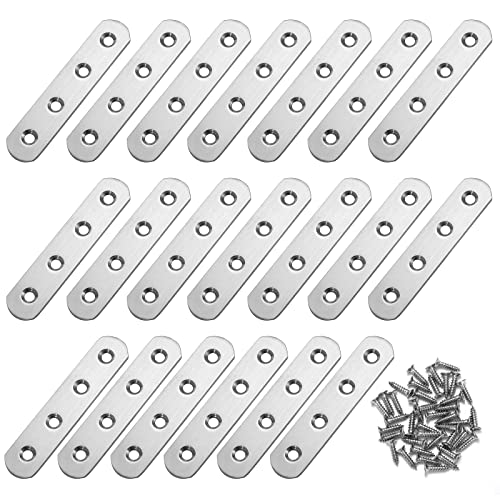 Winkelverbinder Flache Winkel Klammern Rechtwinkliges Edelstahl Ecke Klammer Möbel Flache Ecke Brackets mit Screws für Tabelle Stuhl Bücherregal 93 * 20mm 20 Stücke von MengH-SHOP