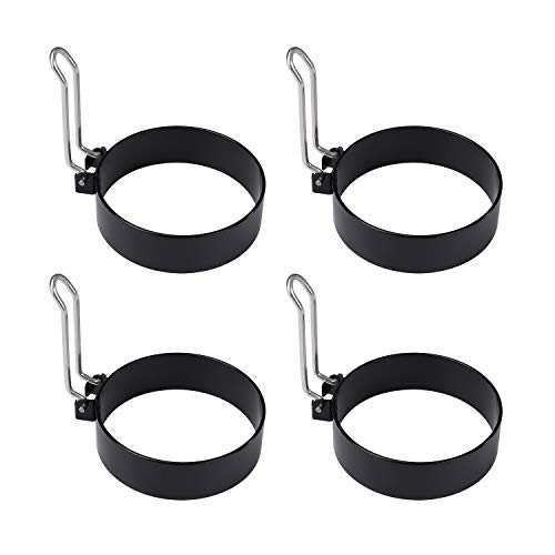 Spiegelei Ringe Antihaft Spiegeleiform für Bratpfanne Rund Omelett Form Spiegelei Form Griff Pfannkuchen Ring für Spiegelei Pfannkuchen Omeletts 4 Stück (Schwarz) von MengH-SHOP