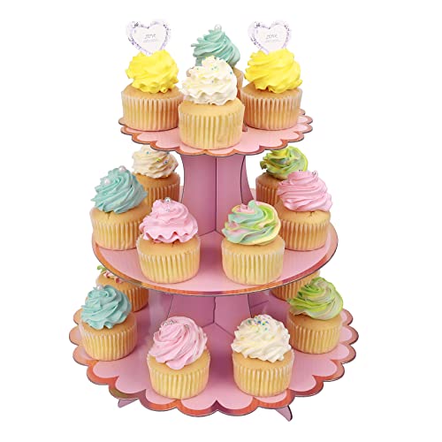 Tortenständer 3 Etagen Cupcake Ständer Muffin Ständer aus Karton für Hochzeit Party Geburtstag Baby Duschen Kuchen Dessert Torten Etagere von MengH-SHOP