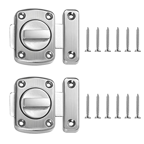 Türriegel Latch Diebstahlschutz Lock Zinklegierung Türschloss Schlösser Riegel mit Schrauben für Badezimmertür Schranktür Anwendbar auf Verschiedene Türen 2 Stück (Silber) von MengH-SHOP