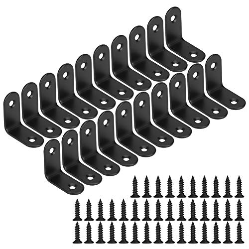 Winkelverbinder 90 Grad Winkel Klammern L-form Rechtwinkliges Edelstahl Ecke Klammer Möbel Angle Brackets mit Screws für Tabelle Stuhl Bücherregal 30 * 30mm Schwarz 20 Stücke von MengH-SHOP