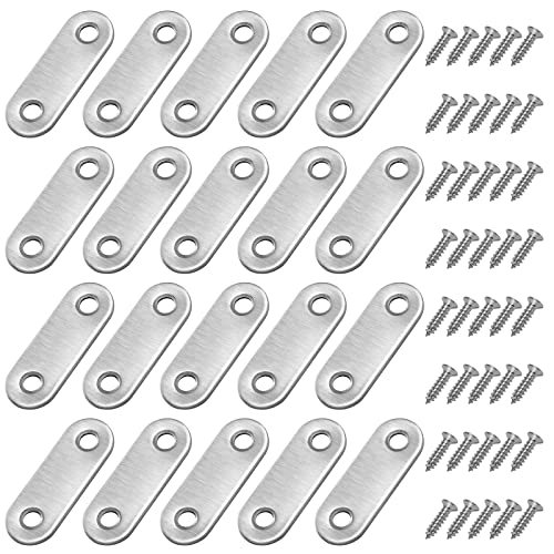 Winkelverbinder Flache Winkel Klammern Rechtwinkliges Edelstahl Ecke Klammer Möbel Flache Ecke Brackets mit Screws für Tabelle Stuhl Bücherregal 46 * 16mm 20 Stücke von MengH-SHOP