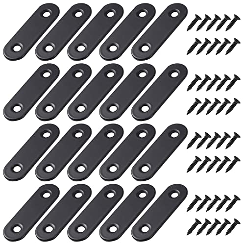 MengH-SHOP Winkelverbinder Flache Winkel Klammern Rechtwinkliges Edelstahl Ecke Klammer Möbel Flache Ecke Brackets mit Screws für Tabelle Stuhl Bücherregal 50 * 16mm Schwarz 20 Stücke von MengH-SHOP