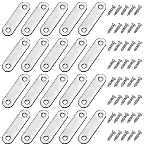 MengH-SHOP Winkelverbinder Flache Winkel Klammern Rechtwinkliges Edelstahl Ecke Klammer Möbel Flache Ecke Brackets mit Screws für Tabelle Stuhl Bücherregal 56 * 16mm 20 Stücke von MengH-SHOP