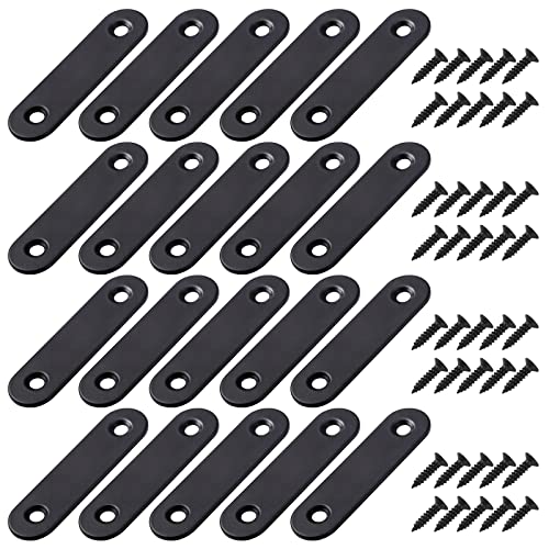 MengH-SHOP Winkelverbinder Flache Winkel Klammern Rechtwinkliges Edelstahl Ecke Klammer Möbel Flache Ecke Brackets mit Screws für Tabelle Stuhl Bücherregal 60 * 16mm Schwarz 20 Stücke von MengH-SHOP