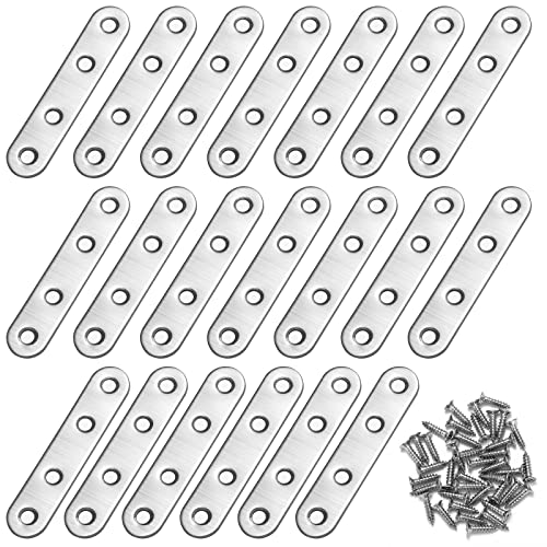 MengH-SHOP Winkelverbinder Flache Winkel Klammern Rechtwinkliges Edelstahl Ecke Klammer Möbel Flache Ecke Brackets mit Screws für Tabelle Stuhl Bücherregal 76 * 17mm 20 Stücke von MengH-SHOP