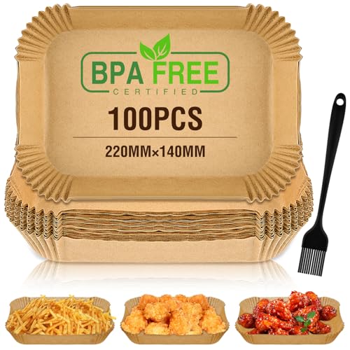 100 Stück Backpapier für Heißluftfritteuse mit Doppelkammer, 22 * 14cm Rechteckig Airfryer Backpapier BPA-frei Antihaft-Einweg-Luftfritteusen Pergamentpapier für 4.7L - 7.3L Airfryer, Mikrowelle 100 Stück Backpapier für Heißluftfritteuse mit Doppelkammer, 22 * 14cm Rechteckig Airfryer Backpapier BPA-frei Antihaft-Einweg-Luftfritteusen Pergamentpapier für 4.7L - 7.3L Airfryer, Mikrowelle von MengQiLe