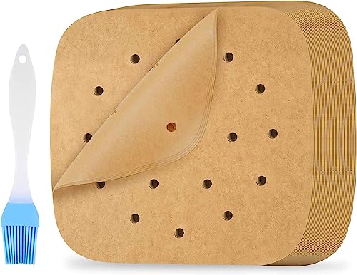 MengQiLe Airfryer Backpapier, 200 Stück 20CM Backpapier für Heißluftfritteuse, Perforiertes Luftfritteuse Pergamentpapier für Bratpfanne, Backofen, Mikrowelle von MengQiLe